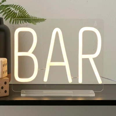 Dunelm Bar Neon Sign Light Yellow