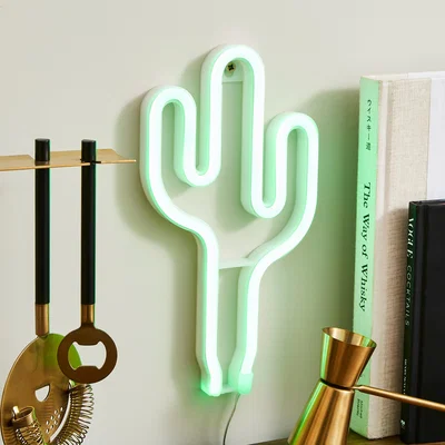 Dunelm Cactus Neon Sign Green
