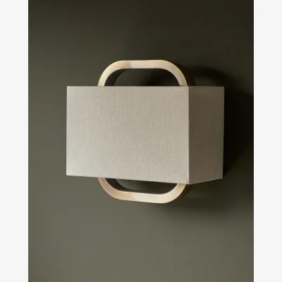 Danetti Sanza natural linen and brushed bronze wall light