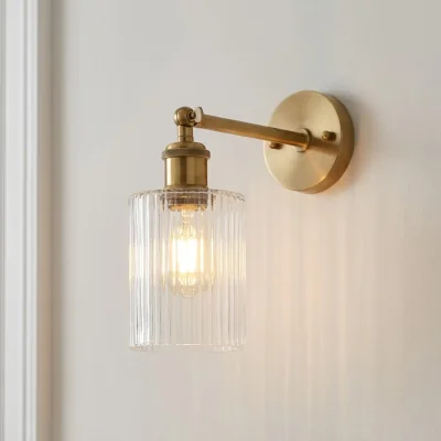 French Bedroom Henley Cylinde Petite Ribbed Glass Wall Light