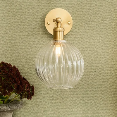 French Bedroom Henley Fluted Glass Globe Wall Light