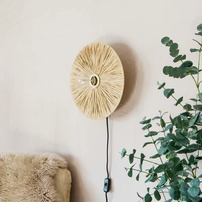 Graham & Green Raffy Natural Round Wall Light