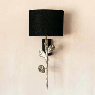 Graham & Green Tilia Silver Wall Light With Black Shade