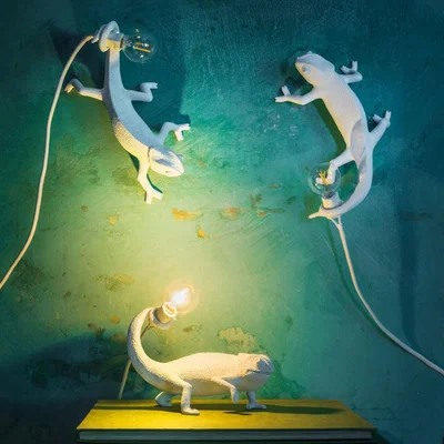 Graham & Green Chameleon Climbing Up Wall Light