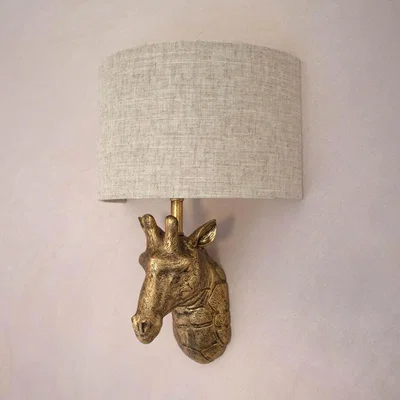 Graham & Green Gold Giraffe Wall Light With Shade