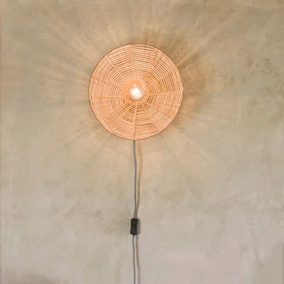 Graham & Green Round Cane Wall Light