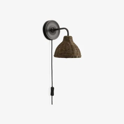 Habitat Habitat Wicker Pear Plug in Wall Light - Grey
