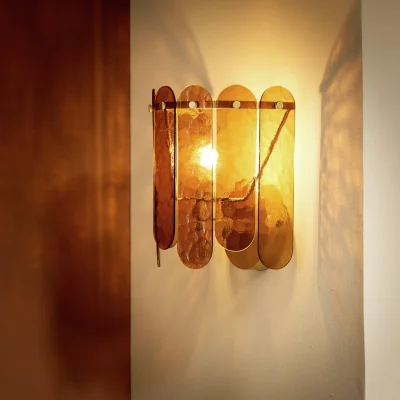 Habitat Habitat Textured Glass Wall Light - Amber