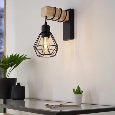 Habitat EGLO Townshend 5 Wooden Wall Light - Black
