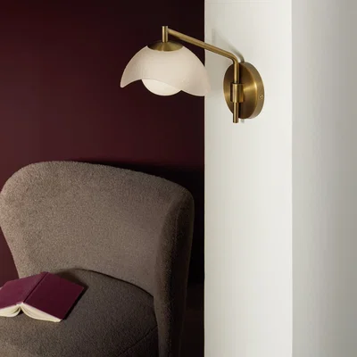Habitat Habitat Arti Textured Glass Wall Light - Brass