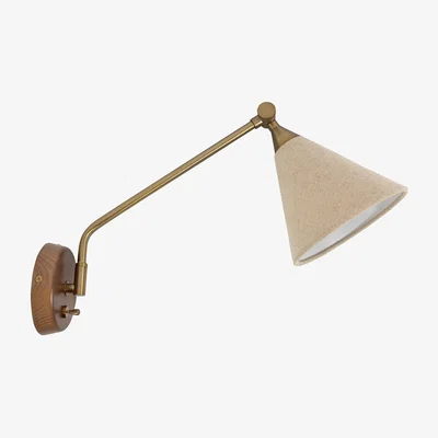 Heal's Heal's Dryden Swing Arm Wall Light Walnut & Natural