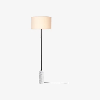 Heal's Gubi Gravity Floor Lamp White Marble Base Canvas Shade - Heal's UK Lighting