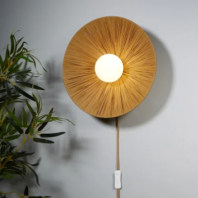 Homebase Raffia & Opal Wall Light