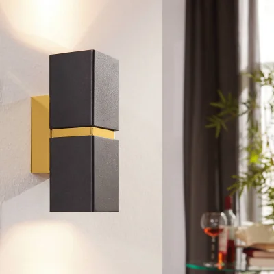 Homebase Eglo Passa Wall Light Square - Black & Gold