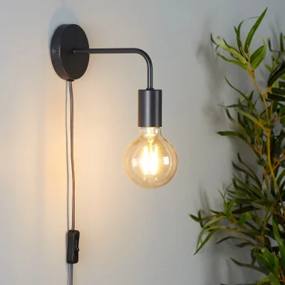 Homebase Jay Plug In Wall Light - Charcoal
