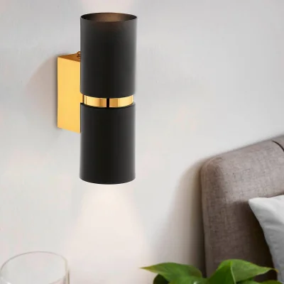 Homebase Eglo Passa Wall Light Round - Black & Gold