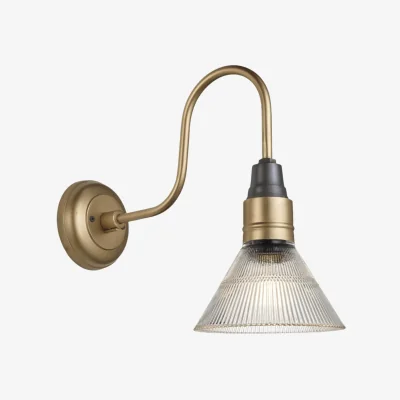 Industville Swan Neck Glass Funnel Wall Light - 7 Inch