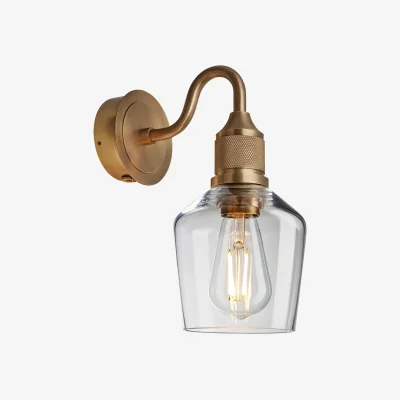 Industville Noho Glass Schoolhouse Swan Neck Wall Light - 5.5 Inch