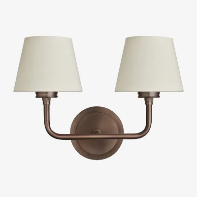 Industville Albany Double Wall Light - Natural Cotton Shades