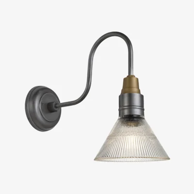 Industville Swan Neck Glass Funnel Wall Light - 7 Inch