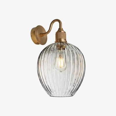 Industville Noho Glass Ribbed Tulip Swan Neck Wall Light - 9 Inch
