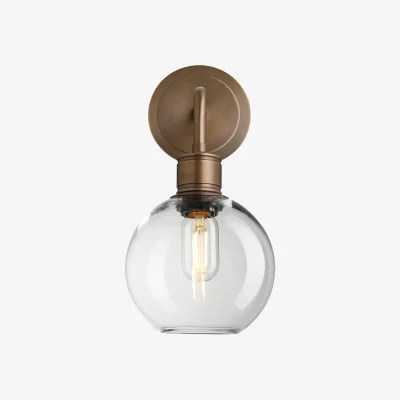 Industville Albany Glass Globe Single Wall Light - 7 Inch - Clear