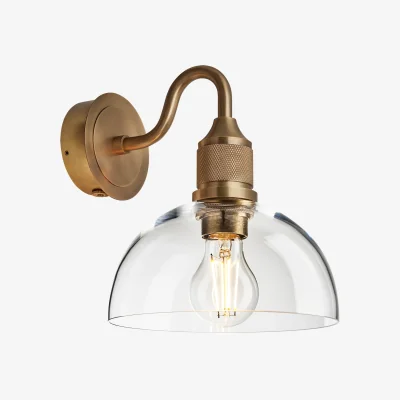 Industville Noho Glass Dome Swan Neck Wall Light - 8 Inch