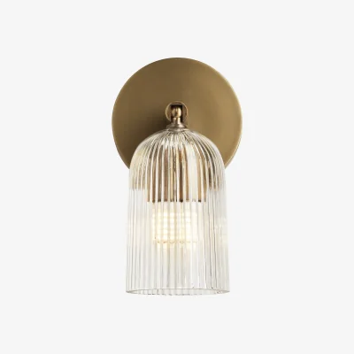 Industville Ribbed Glass Spotlight - Single - Brass