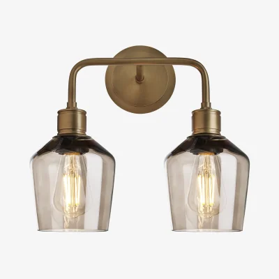 Industville Albany Glass Schoolhouse Double Wall Light - 5.5 Inch