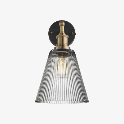 Industville Brooklyn Glass Funnel Wall Light - 8 Inch - Clear