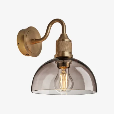 Industville Noho Glass Dome Swan Neck Wall Light - 8 Inch