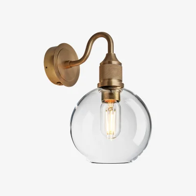 Industville Noho Glass Globe Swan Neck Wall Light - 7 Inch