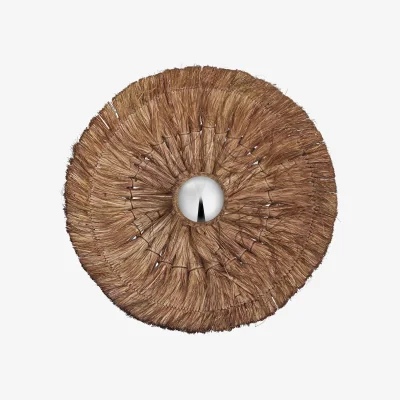 Industville Moonj Natural Grass Round Wall Light - Brown - 18 Inch