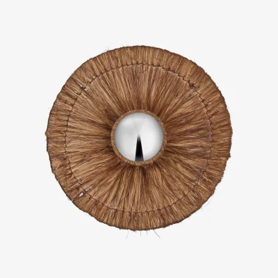Industville Moonj Natural Grass Round Wall Light - Brown