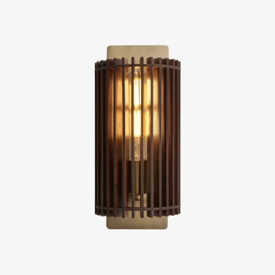 Industville Rift Slatted Wooden Wall Light - Dark