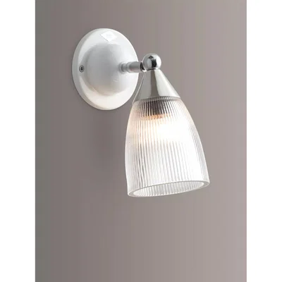 John Lewis Original BTC Mann Prismatic Glass Wall Light, White/Clear