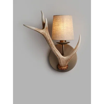 John Lewis David Hunt Antler Single Wall Light, Brown/Brass