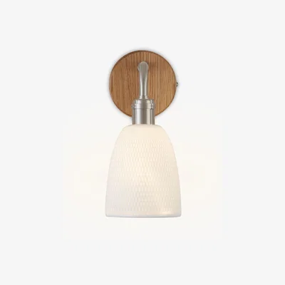 John Lewis John Lewis & Partners Fitcham Wood and Ceramic Wall Light, White