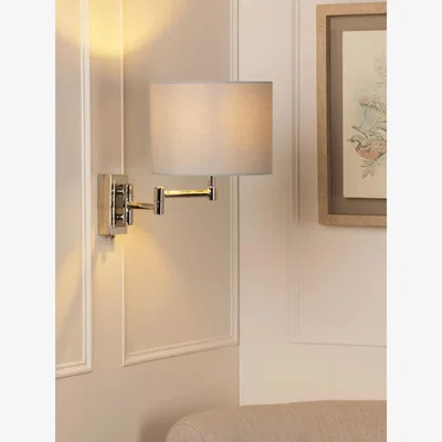 John Lewis Laura Ashley Marlowe Swing Arm Wall Light, Polished Nickel