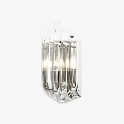John Lewis English Heritage Eltham 2 Light Swagged Crystal Wall Light, Clear/Polished Nickel