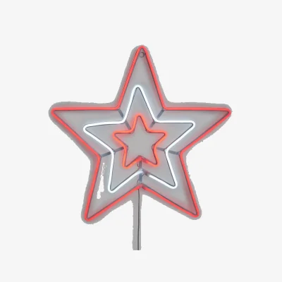 John Lewis John Lewis Neon Trio Star Christmas Wall Light, Red/White