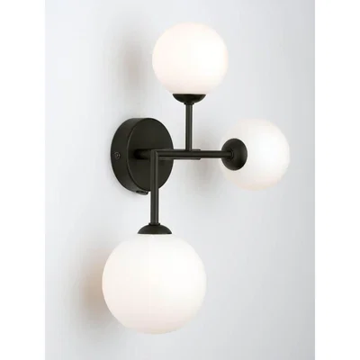 John Lewis Där Euan Opal Glass Wall Light, Black