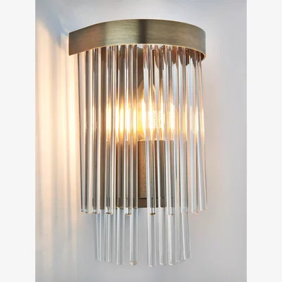John Lewis John Lewis Lexton Glass Rod Wall Light, Matte Antique Brass