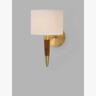 John Lewis John Lewis Spindle Single Arm Wall Light, Antique Brass/Walnut Stained Ash