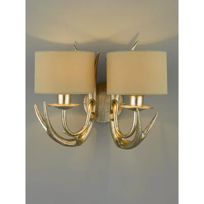 John Lewis Laura Ashley Mulroy Double Wall Light, Champagne