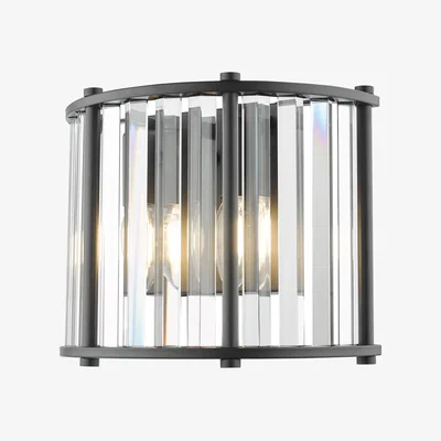 John Lewis Där Kiran Glass 2 Arm Wall Light, Satin Black