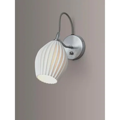 John Lewis Original BTC Fin Ceramic Wall Light, Satin Chrome