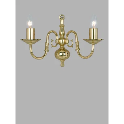 John Lewis Impex Flemish Double Arm Wall Light, Polished Brass
