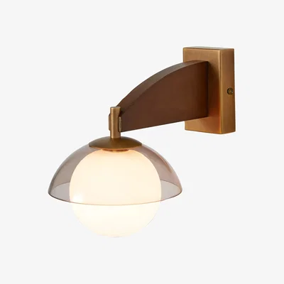 John Lewis MADE Layla Glass Orb Wall Light, Walnut