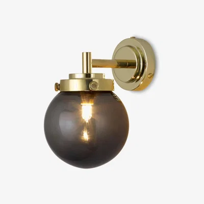 John Lewis Original BTC Mini Globe Glass Wall Light, Brass/Anthracite